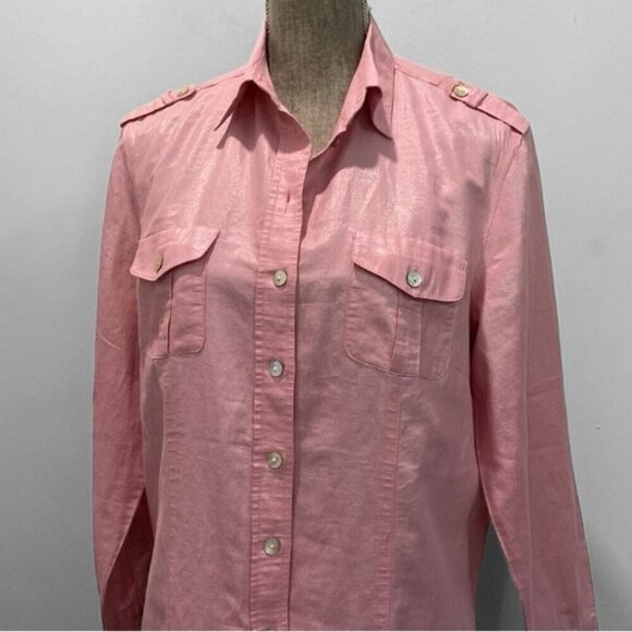 Allison Daley Pink Button Down Shirt size 10 - Picture 3 of 16